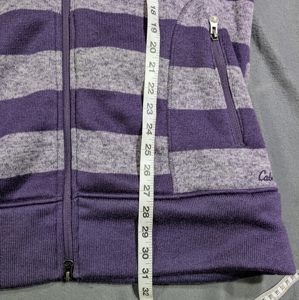 Cabela's hooded sweater jacket‎ zip up purple gray striped Large - Picture 8 of 9